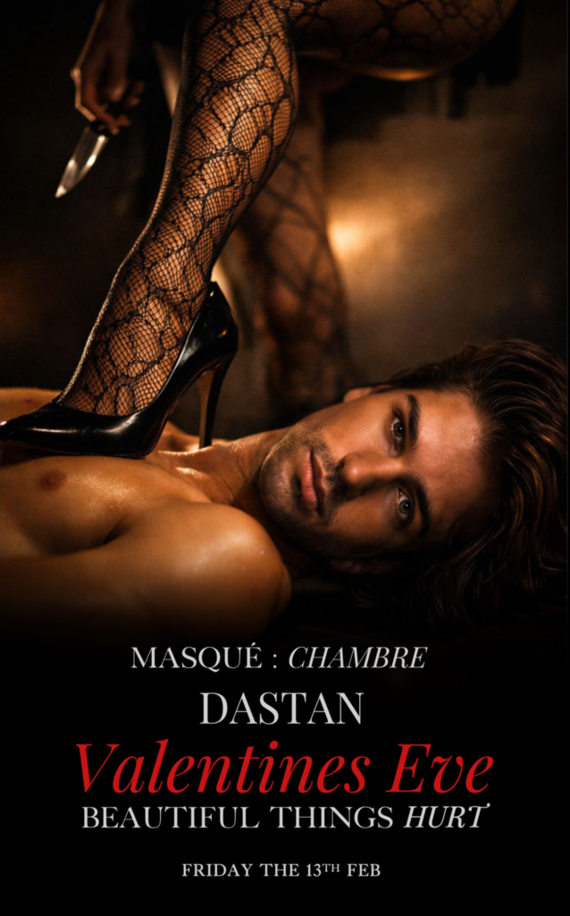 Masqué Chambre event poster featuring Dastan