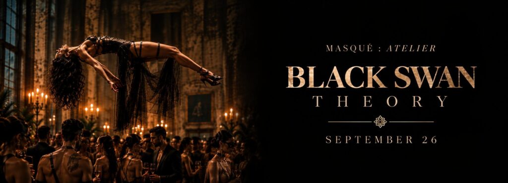 Black Swan Theory event artwork, Masqué Atelier